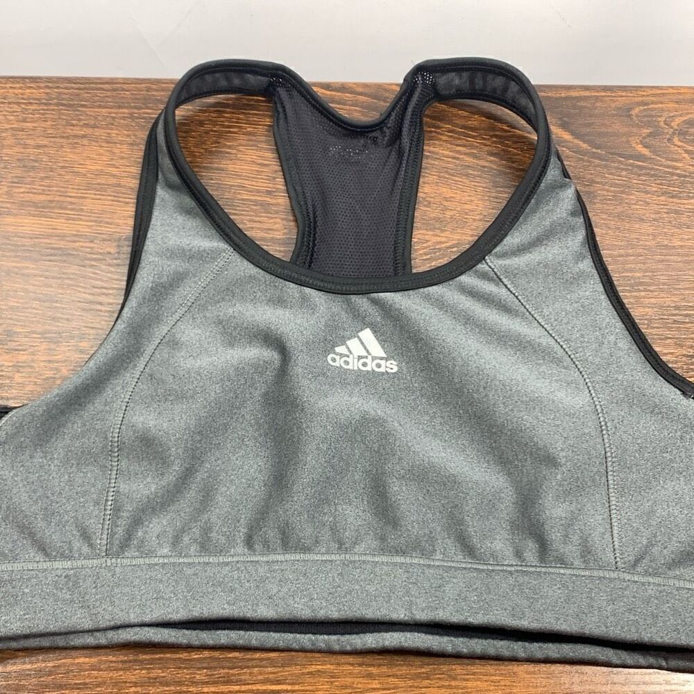 Adidas Women's Solid Pullover Racerback Techfit Sports Bra Gray Size Medium
